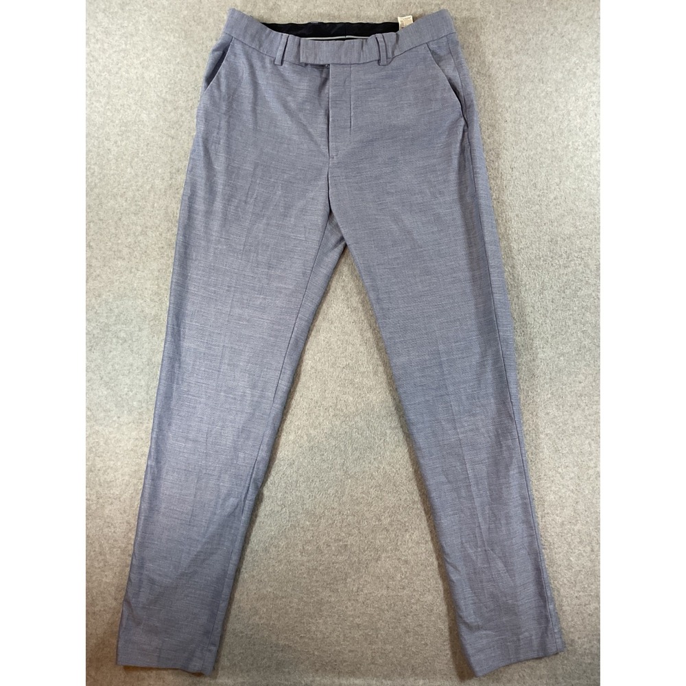 Zara Man Slim Fit Dress Pants Light Blue Textured Trousers Mens Size 31x31 #769